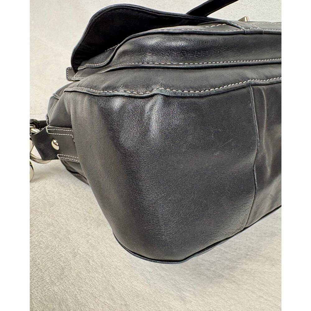 Coach Vintage Chelsea Black Leather Turnlock Satchel with Elegant Charm - Picture 8 of 16